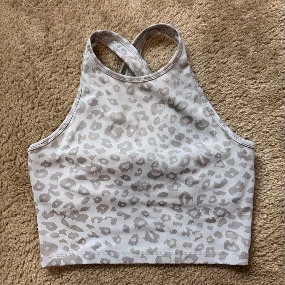 Beyond Yoga Studio Crop Sports Bra Grey Animal Print Size Large - Picture 2 of 7